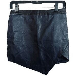 Luster Navy Black Faux Leather Mini Skirt Small